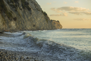 Resorts in Bulgaria. Paleogeological object "White rocks" - Byala. Traces of a giant cataclysm that led to the death of dinosaurs. The layered mountains of the Cretaceous period.