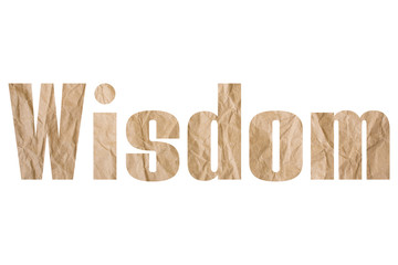 Wisdom word with wrinkled paper texture