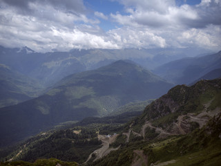 Beautiful view of the high mountains Krasnaya Polyana Sochi