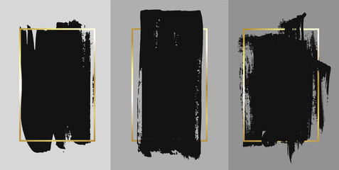 Obraz premium Vector black paint, ink brush stroke, brush, line or texture. Texture artistic design element, box, frame or background for text.