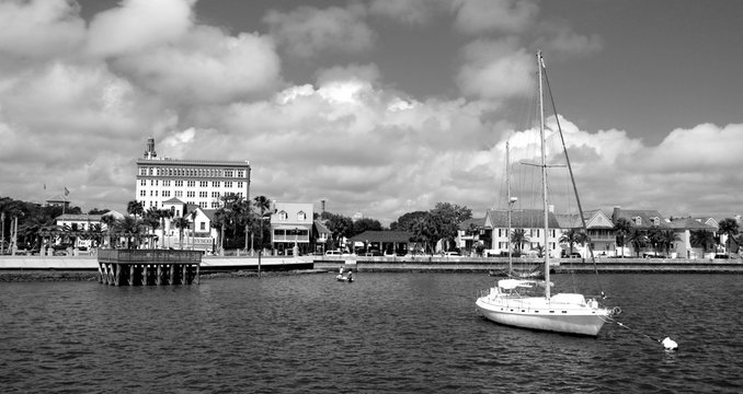 Historic city of St. Augustine, Florida riverfront landscape