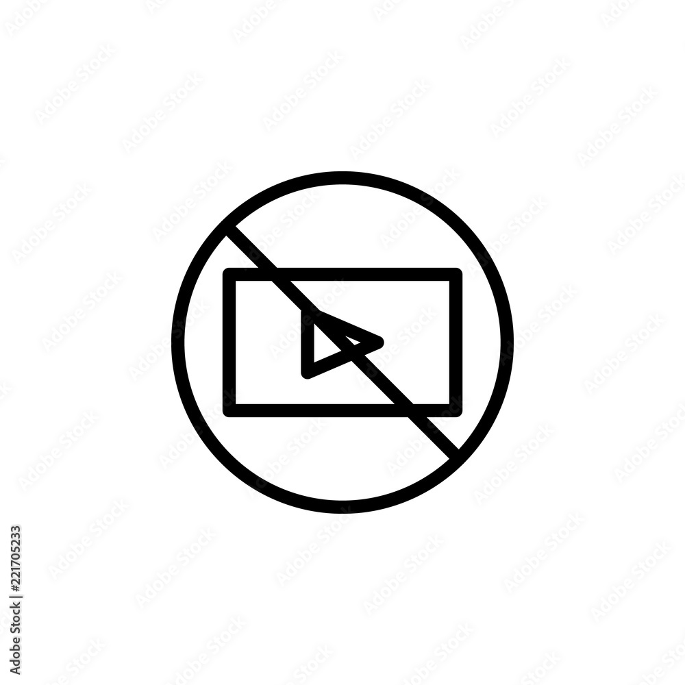 Aufkleber video ban icon. element of prohibition sign for mobile concept and web apps icon. thin line icon for