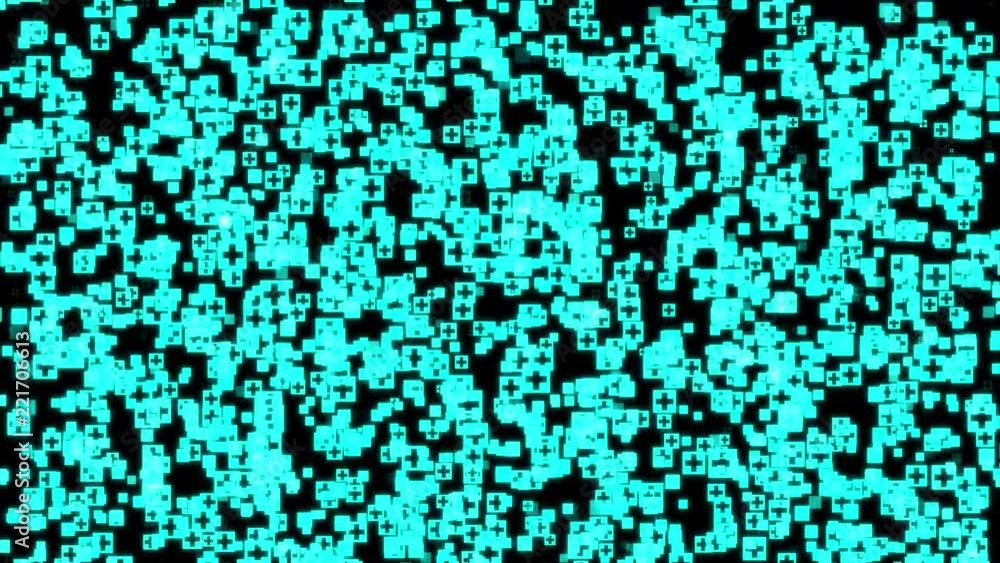 Aufkleber Abstract Particle Futuristic Cross Sign Flickering Animation Loop Screensaver Background