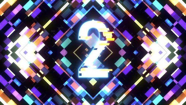 colorful futuristic laser glitch countdown from 5 to 1 interference background numbers from 10 to 1 new dynamic holiday joyful techno video footage