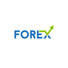Forex word with arrow Vector logo icon template