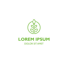 Garden, green nature, sprout and leaves, organic sign, agriculture symbol. Vector logo icon template