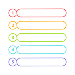 Fototapeta premium Vector One Two Three Four Five steps, progress or ranking banners with colorful tags.