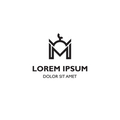 Initial letter M for mosque Logo icon template