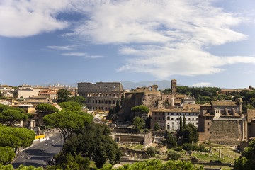 Naklejka premium Colosseum and Rome Forum view