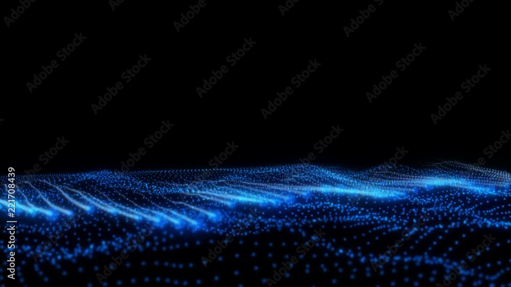 Poster Blue Landscape Flickering Moving Particle Graphic Animation Background	