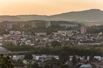 View on town during sunset. The czech city 