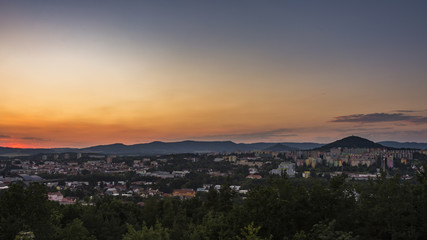 Fototapeta premium View on town during sunset. The czech city 