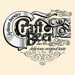 Ornate vintage craft beer lettering design