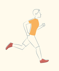 Running man. Man jogging outdoor. Vector sketch illustration