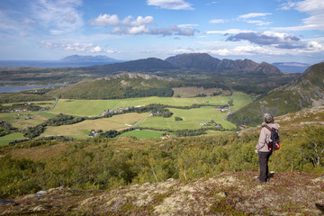 Naklejka na ściany i meble Wanderlust in the mountains of Bronnoy municipality Northern Norway
