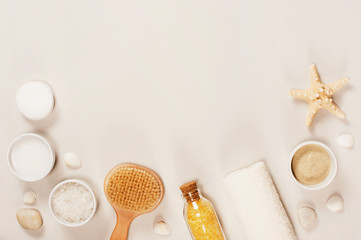 Bath cosmetics on the light background