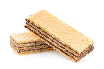 wafers with chocolate isolated on white background