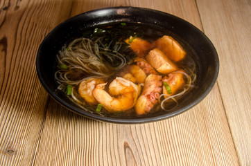 Traditional Japanese Nabeyaki with shrimp