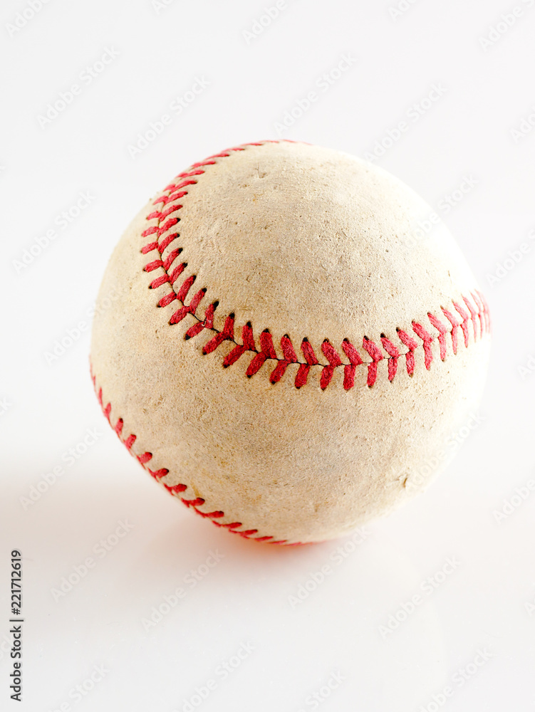 Wall mural Sports Equipment old Baseball on white background