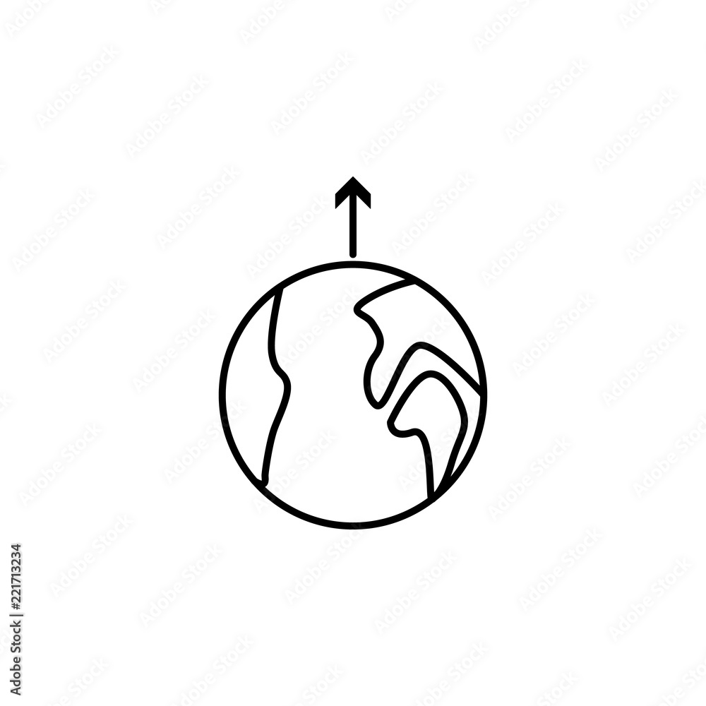 Poster earth up arrow icon. element of arrow and object icon for mobile concept and web apps. thin line ear