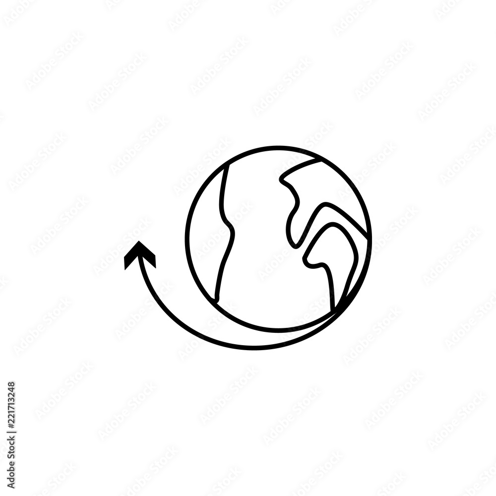 Poster earth up arrow icon. element of arrow and object icon for mobile concept and web apps. thin line ear
