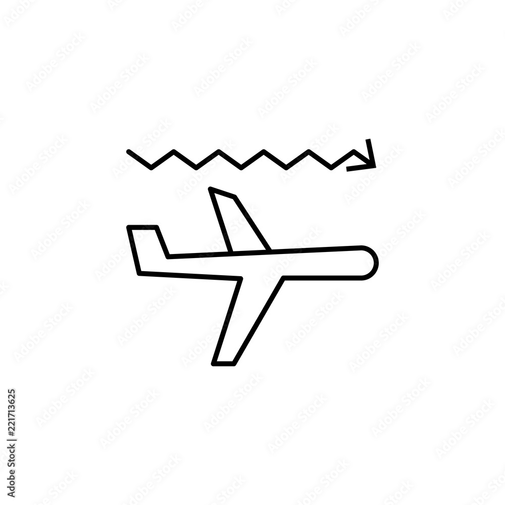 Poster airplane turbulence icon. element of arrow and object icon for mobile concept and web apps. thin lin