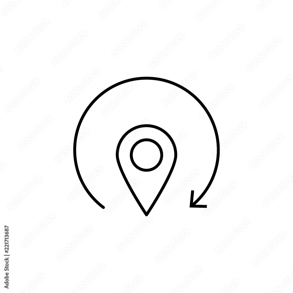 Poster return pin icon. element of arrow and object icon for mobile concept and web apps. thin line return 