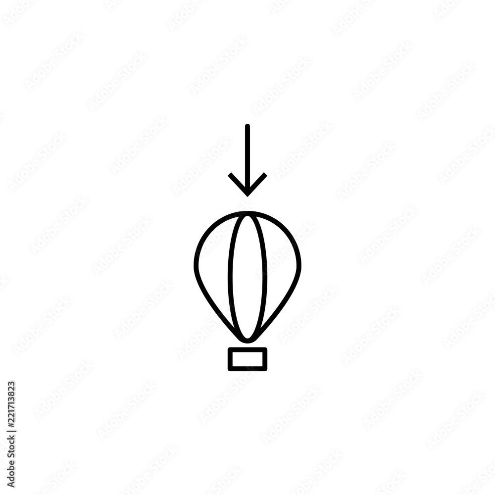 Poster air ballon fall icon. element of arrow and object icon for mobile concept and web apps. thin line ai
