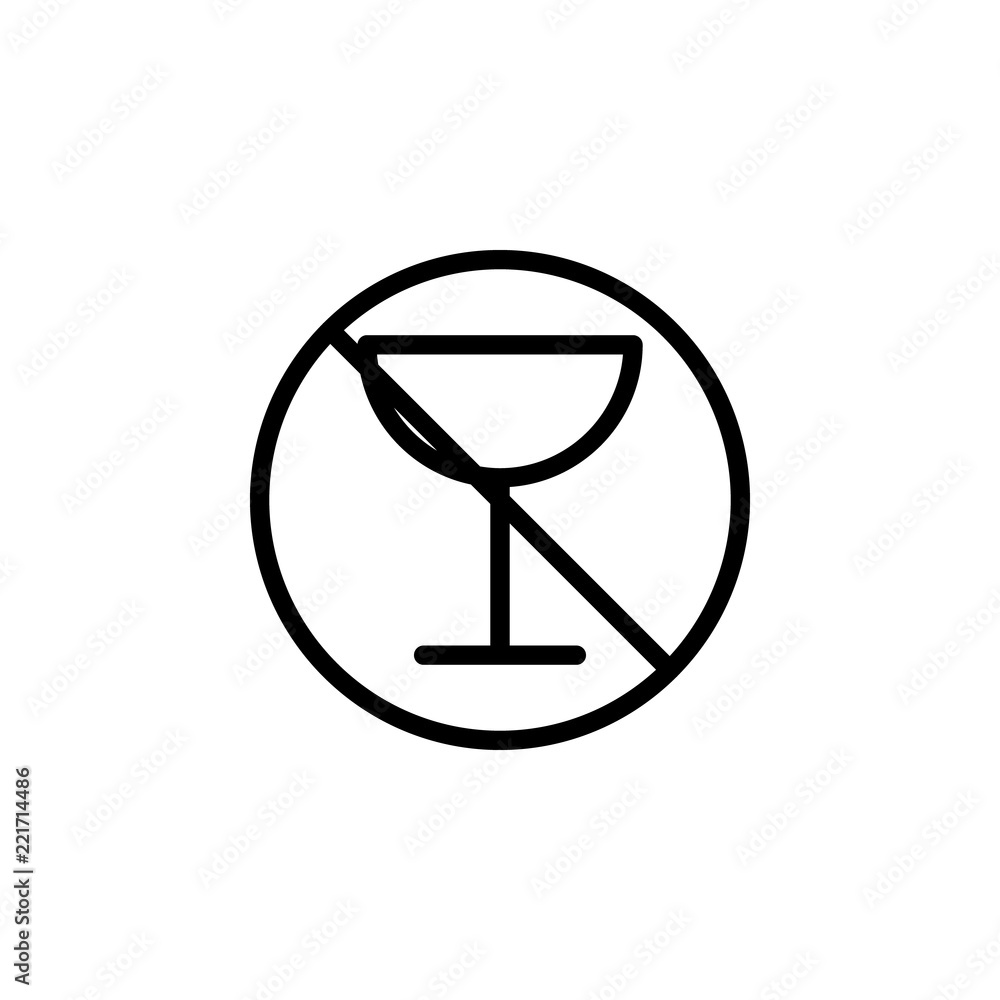 Poster alcohol prohibition icon. element of prohibition sign for mobile concept and web apps icon. thin lin