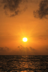 Sunset on the Maldives ocean