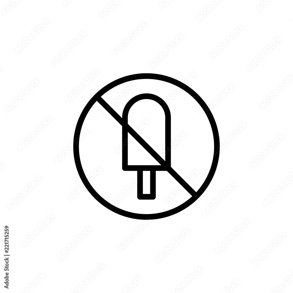 Aufkleber ban on ice cream icon. element of prohibition sign for mobile concept and web apps icon. thin line i