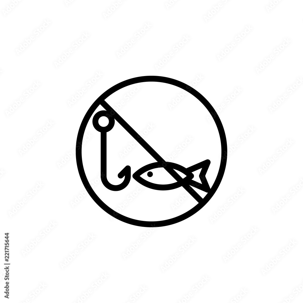 Poster ban fishing icon. element of prohibition sign for mobile concept and web apps icon. thin line icon f