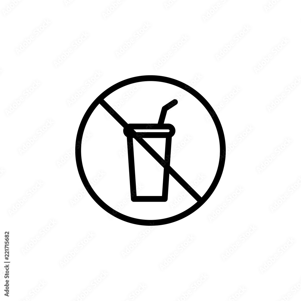 Poster prohibition of coffee icon. element of prohibition sign for mobile concept and web apps icon. thin l