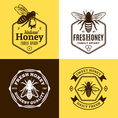 Vector honey logo, icons and design elements