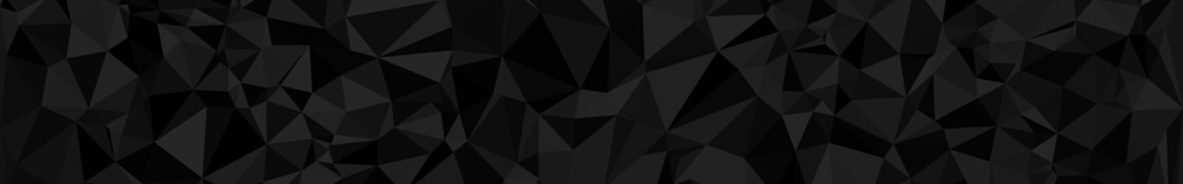Abstract horizontal banner or background of triangles in black colors.