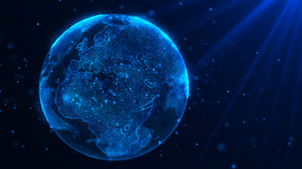 Global music background. Global network planet Earth. 3D rendering. World map point. - obrazy, fototapety, plakaty
