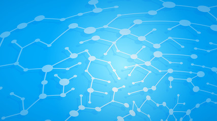 Abstract illustration of white connecting lines and dots with shadows on light blue background