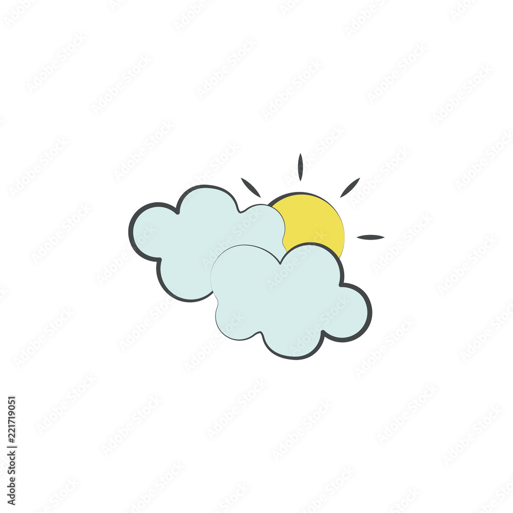 Poster partly cloud colored hand drawn icon. element of autumn icon for mobile concept and web apps. hand d