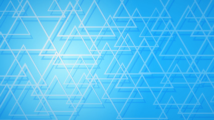 Abstract background of intersecting triangles with shadows in light blue colors