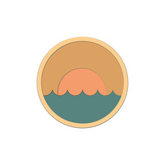 Sunset colored in circle icon. Element of colored landscape in circle icon for mobile concept and web apps. Colored Sunset can be used for web and mobile