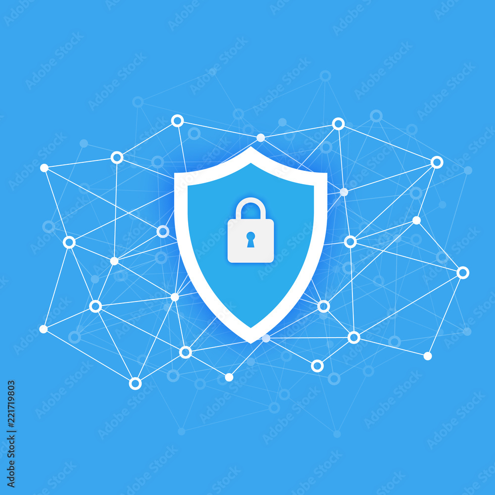 Poster computer data security access concept. protect sensitive data. internet security. flat design, vecto