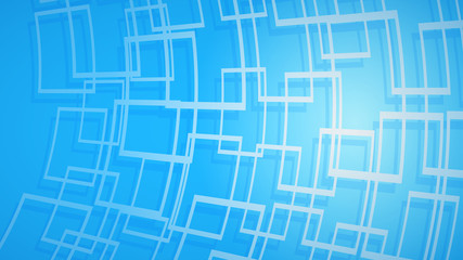 Abstract background of intersecting squares with shadows in light blue colors