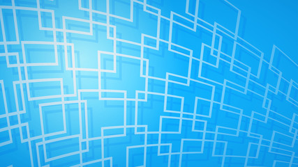 Abstract background of intersecting squares with shadows in light blue colors