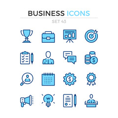 Business icons. Vector line icons set. Premium quality. Simple thin line design. Modern outline symbols, pictograms.