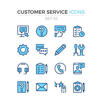 Customer service icons. Vector line icons set. Premium quality. Simple thin line design. Modern outline symbols, pictograms.