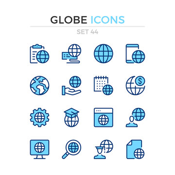 Globe icons. Vector line icons set. Premium quality. Simple thin line design. Modern outline symbols, pictograms.