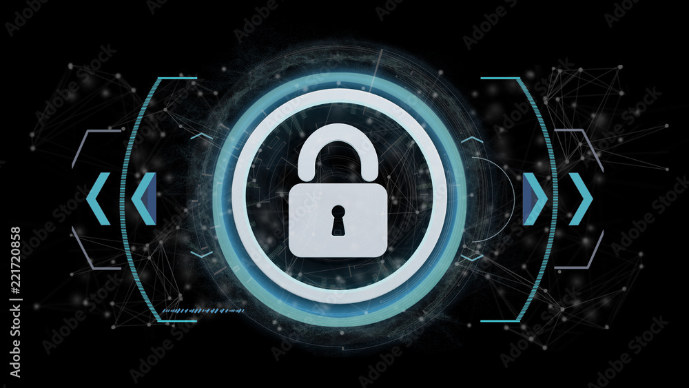 Poster technology security icon on a circle isolated on a background 3d rendering