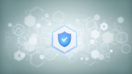 Shield web security concept on a background 3d rendering