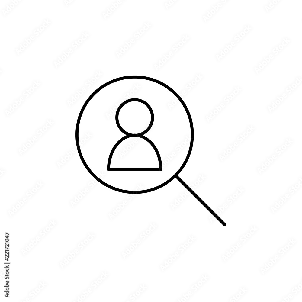 Poster search for employee icon. element of business icon for mobile concept and web apps. thin line search