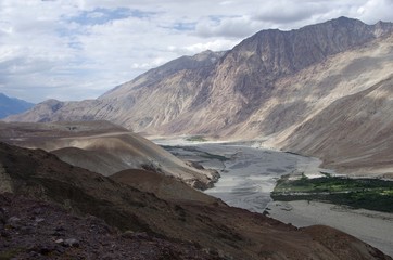 Landscape between Leh and Diskit in Ladakh, India